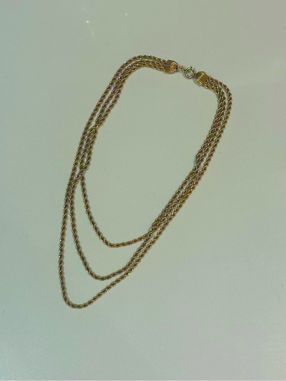 Authentic Vintage Birks 12K Gold Filled 3-Tier Multi-Strand Rope Chain Necklace